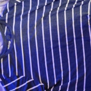 navy and white striped tee shirt